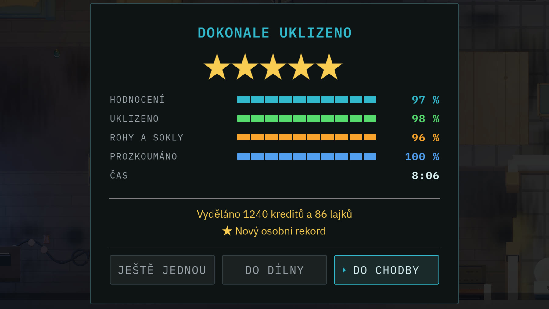 Vyúčtování směny s pěti hvězdičkami a přehledem čísel